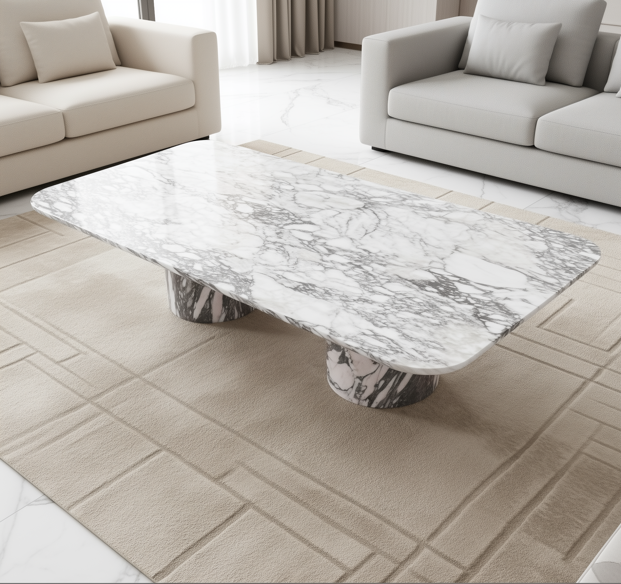 Luxury marble coffee table in modern living room