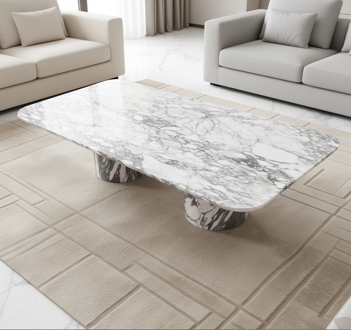 Luxury marble coffee table in modern living room
