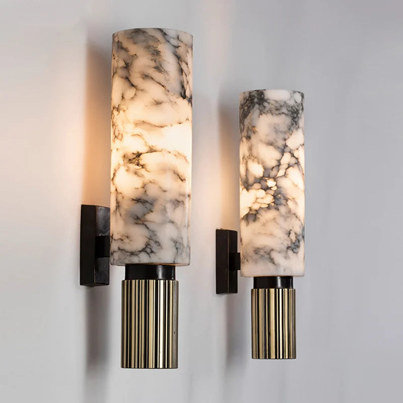 Luxury marble wall light crafted from natural Calacatta marble