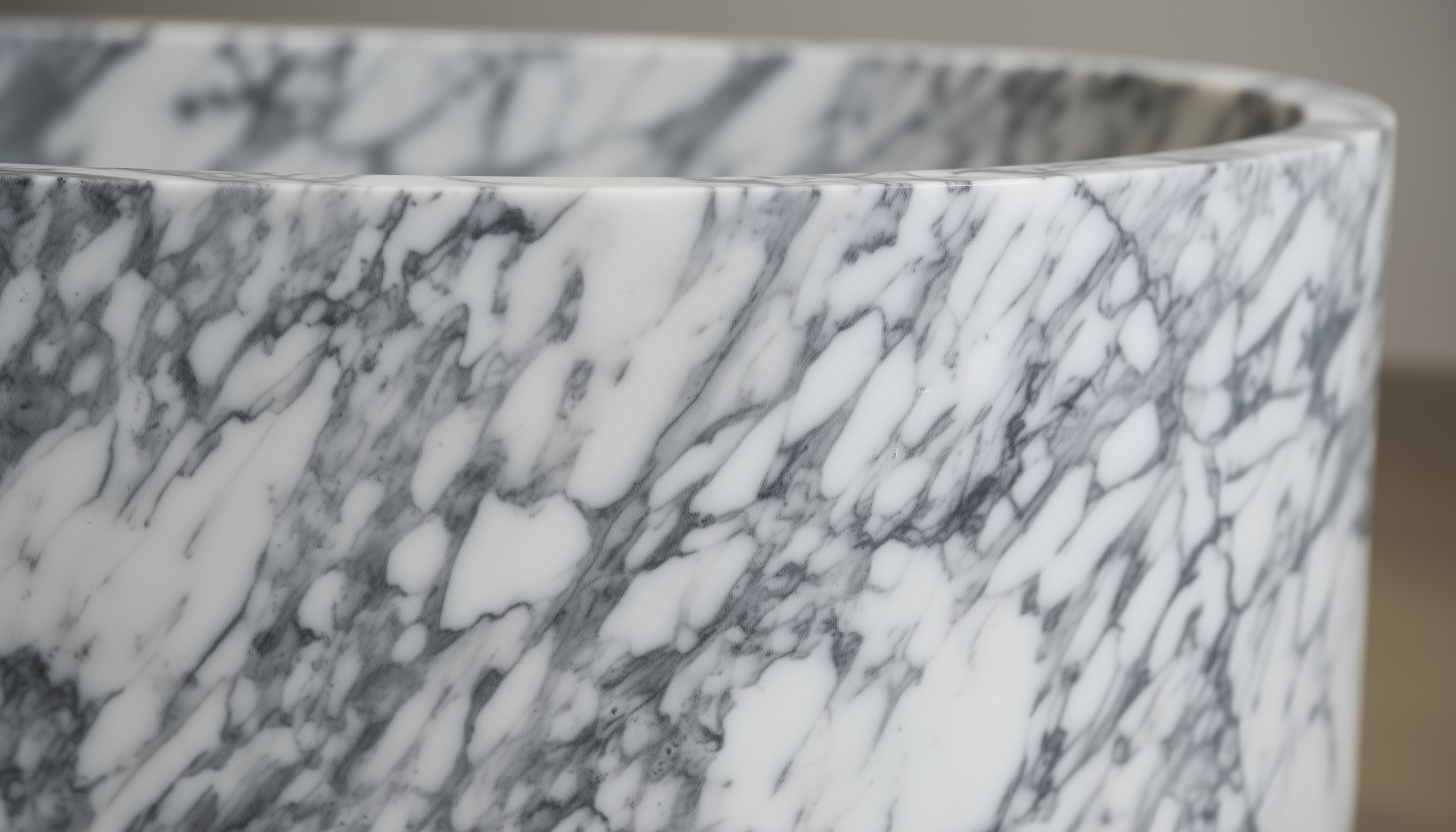 Marble-patterned vase on a neutral background