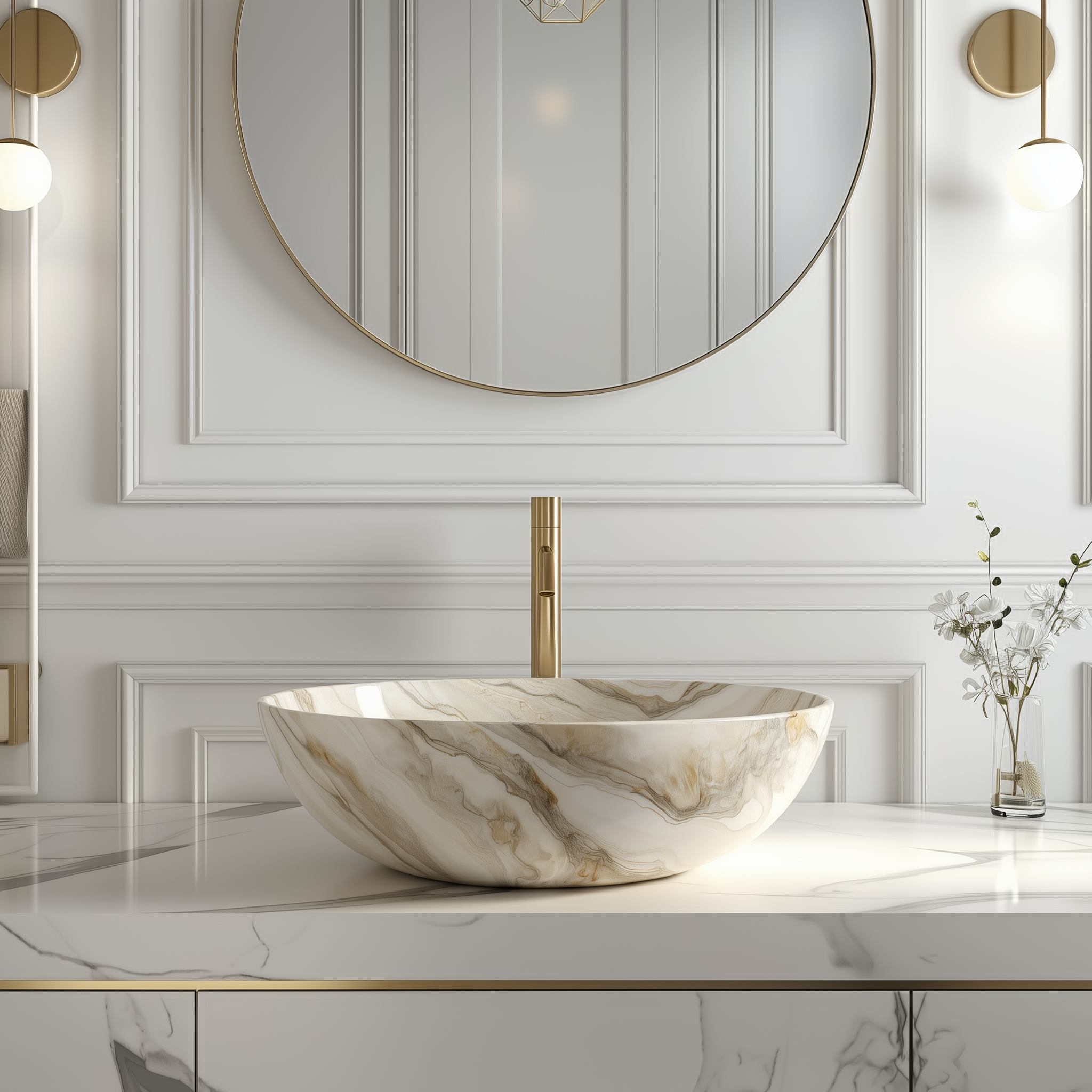 Aurora Marble Oval Basin