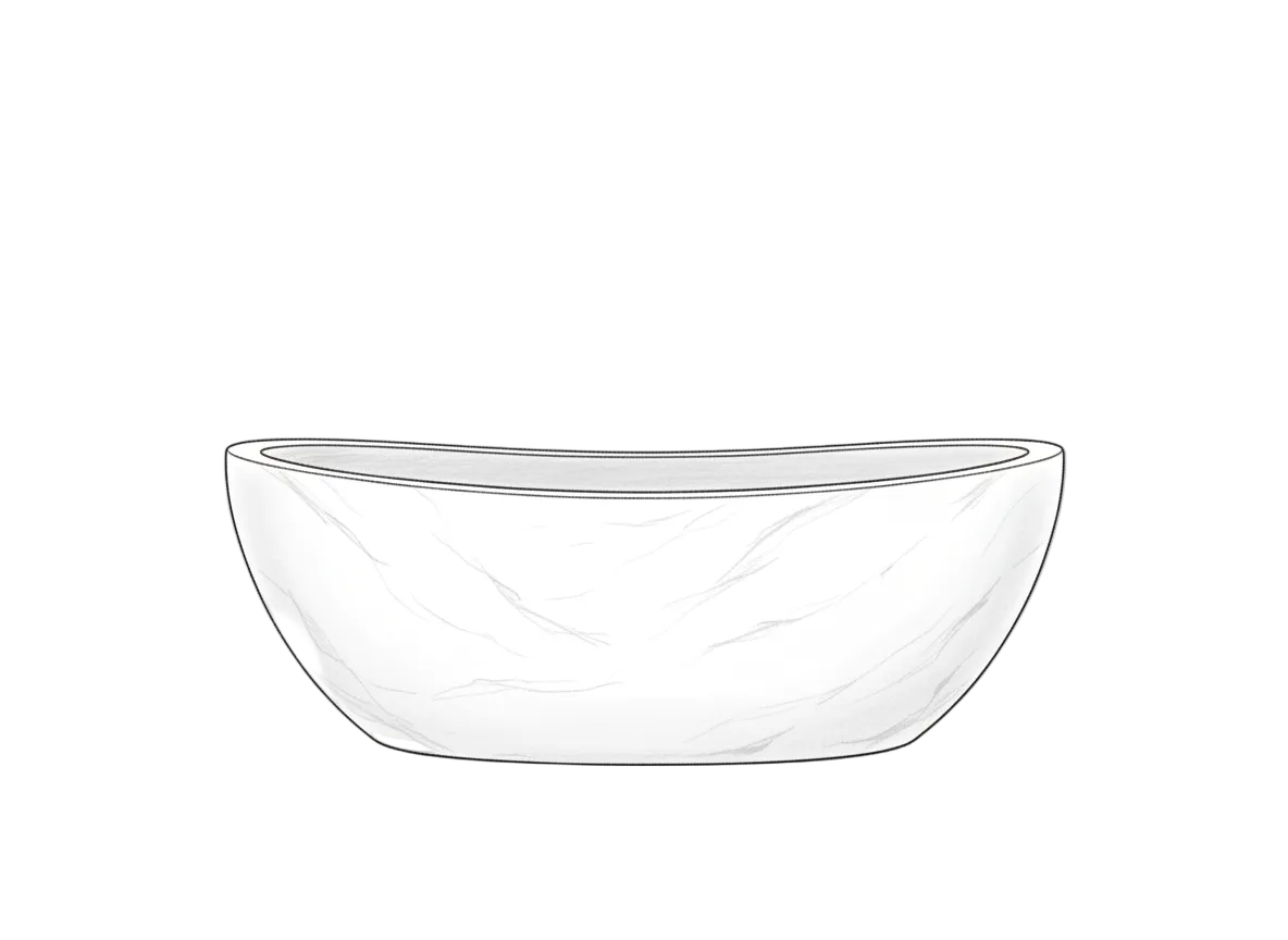 Crema white Oval Bathtub sketch