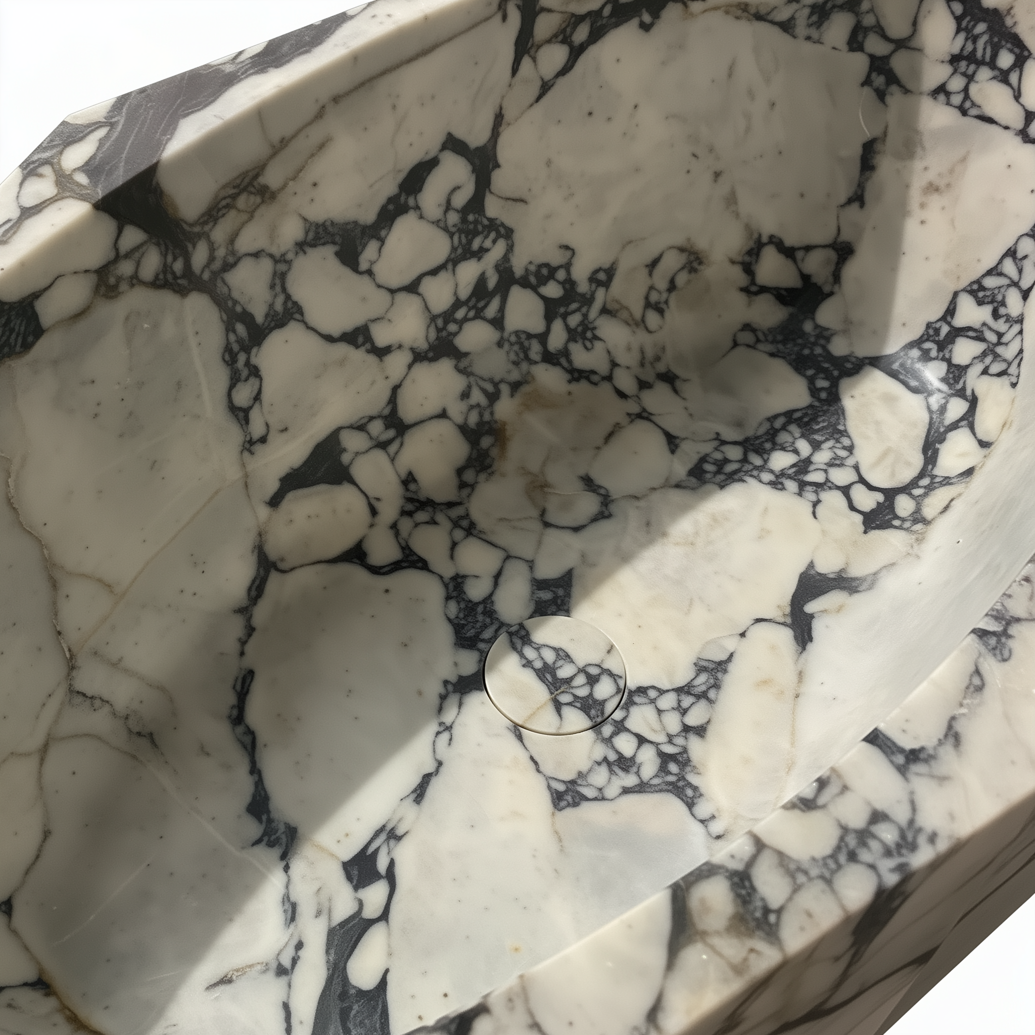 Close-up of a marble-patterned surface with black and white colors.