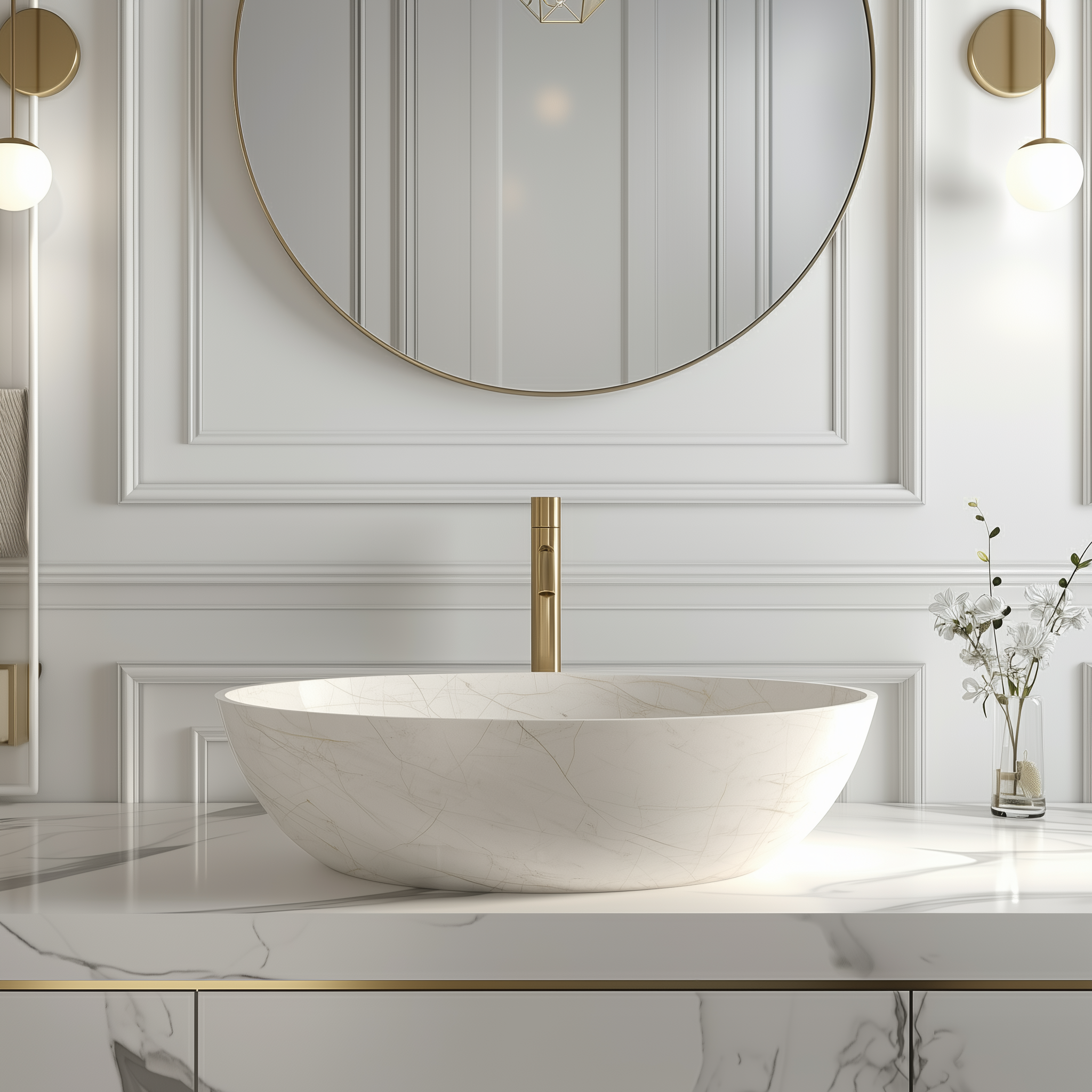 Crème Marble Oval Basin
