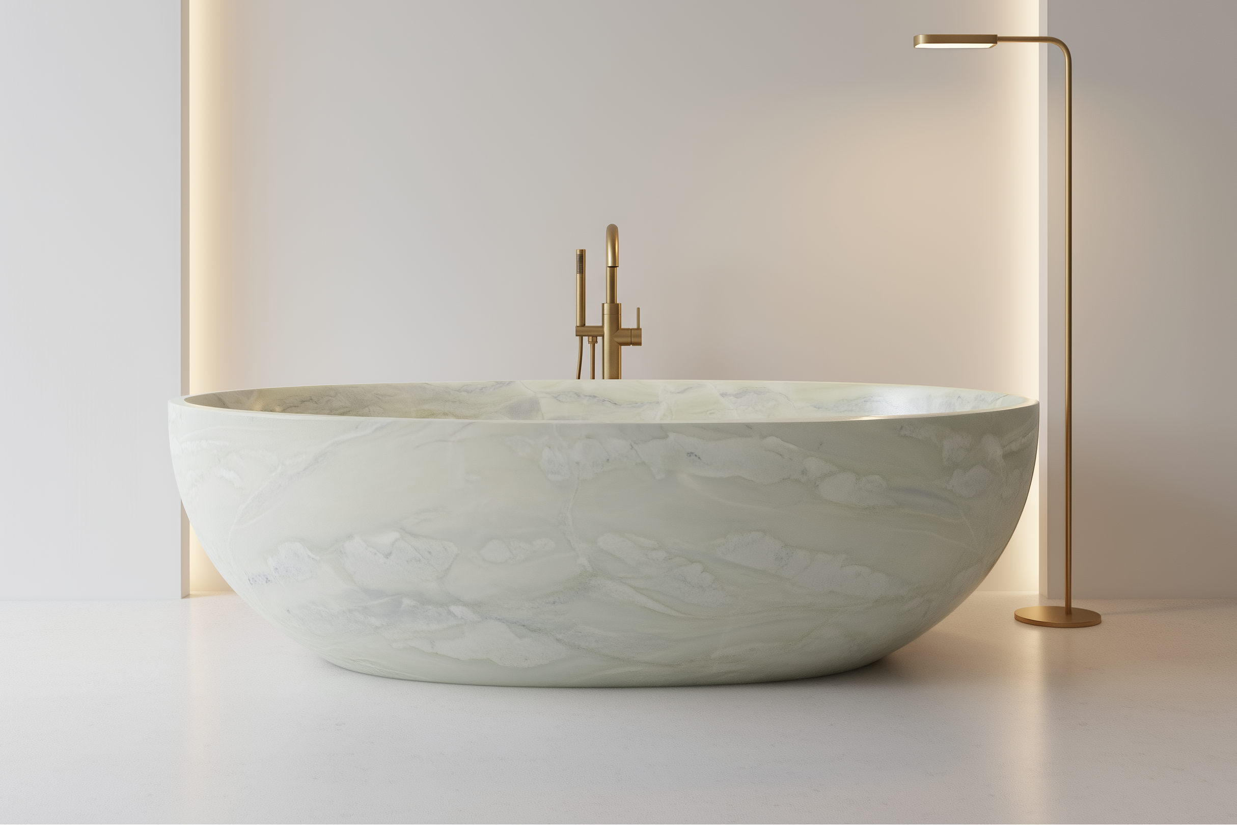 Jade Green marble freestanding bath carved from natural green marble