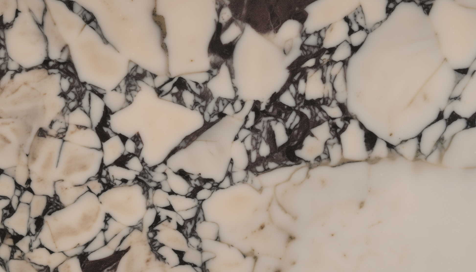 Close-up of a Calacatta Viola marble kitchen island