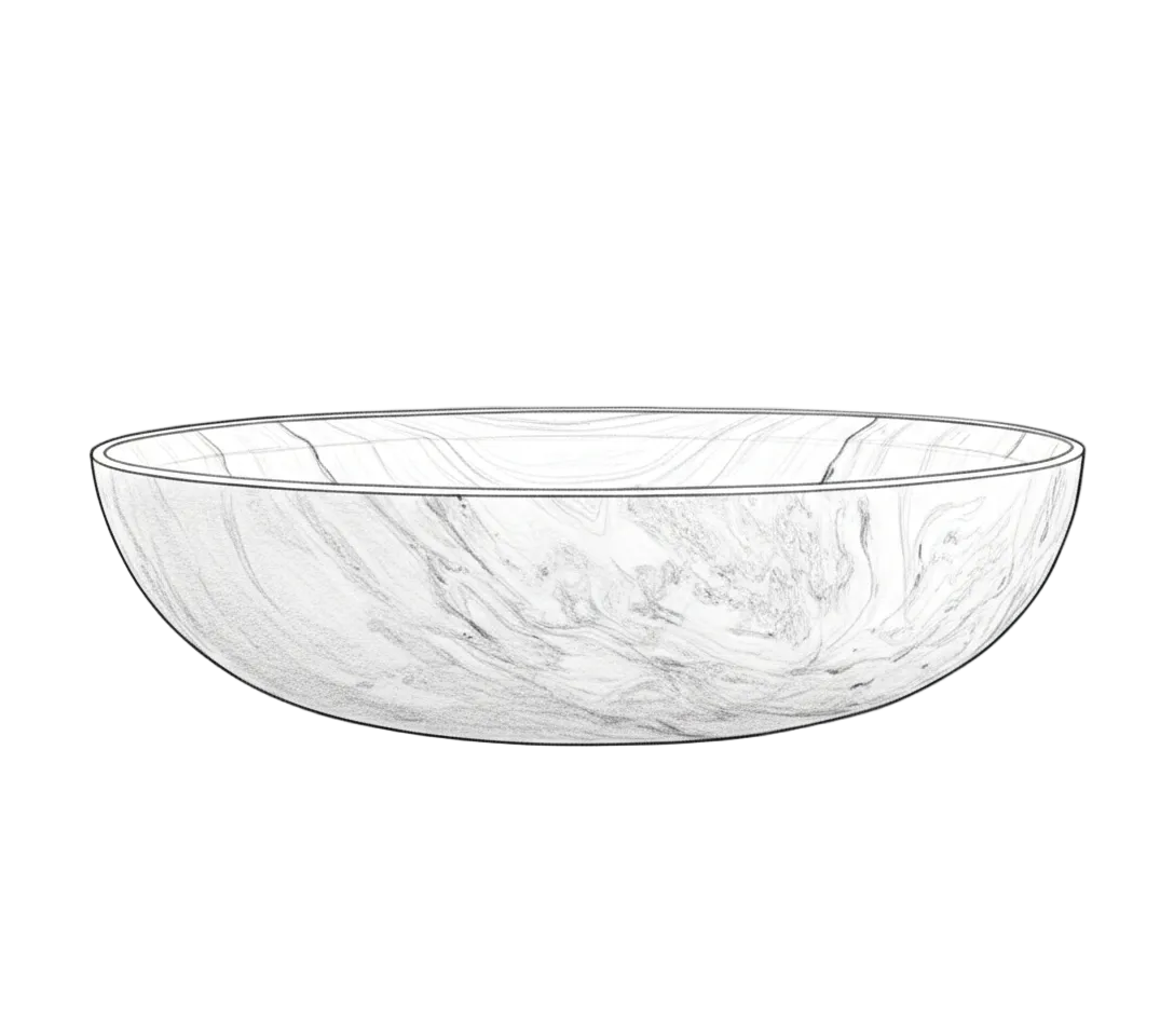 Palissandro White Marble Bathtub Sketch