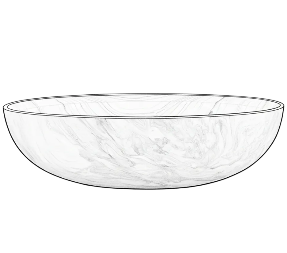 Bathtub Sketch with marble pattern on a white background