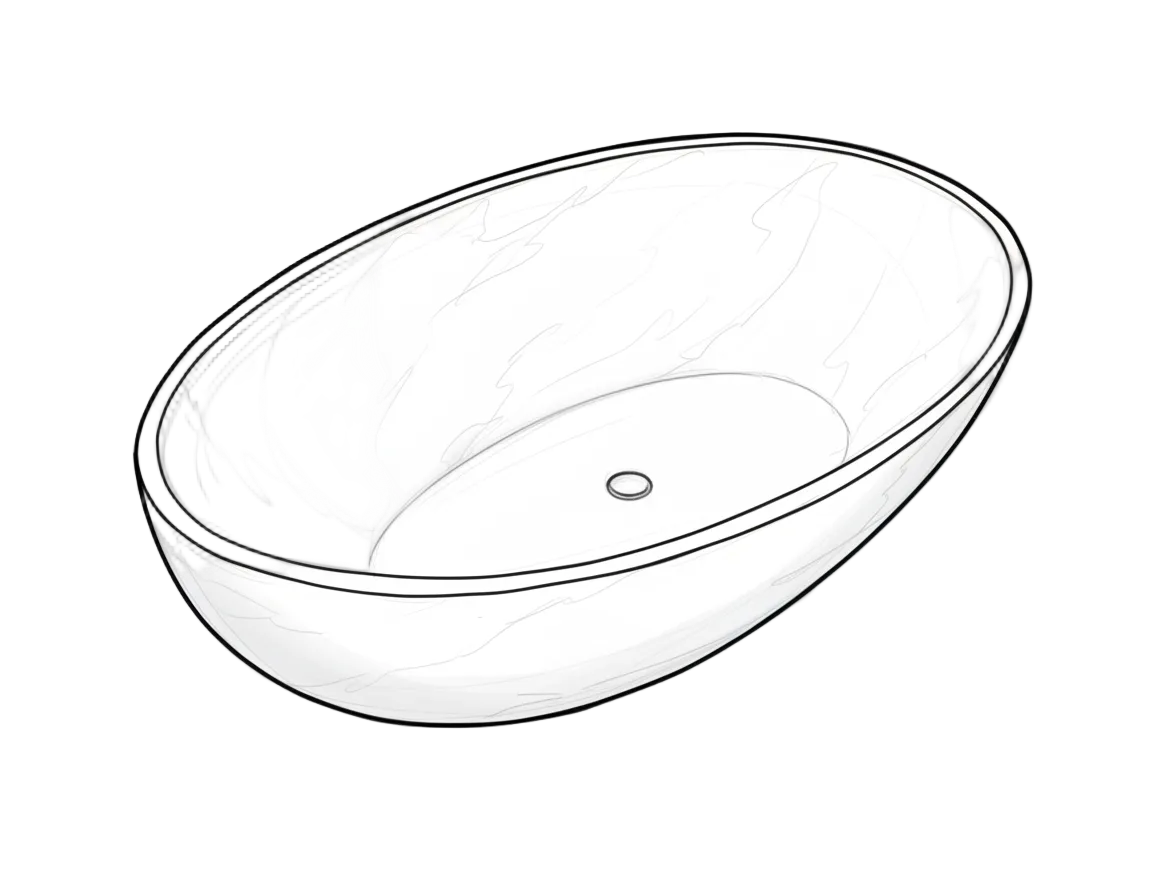 Jade Cloud Green Marble Bathtub Sketch
