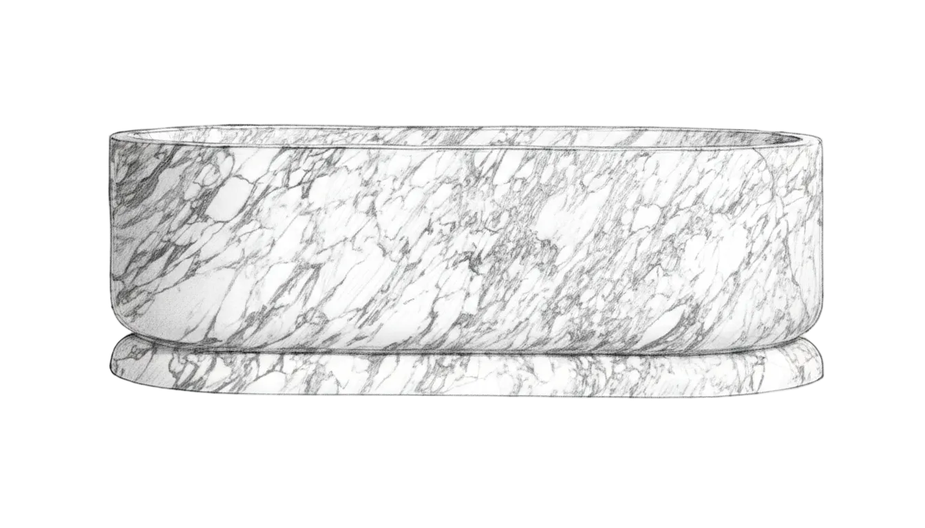 Marble-patterned cylindrical object on a white background