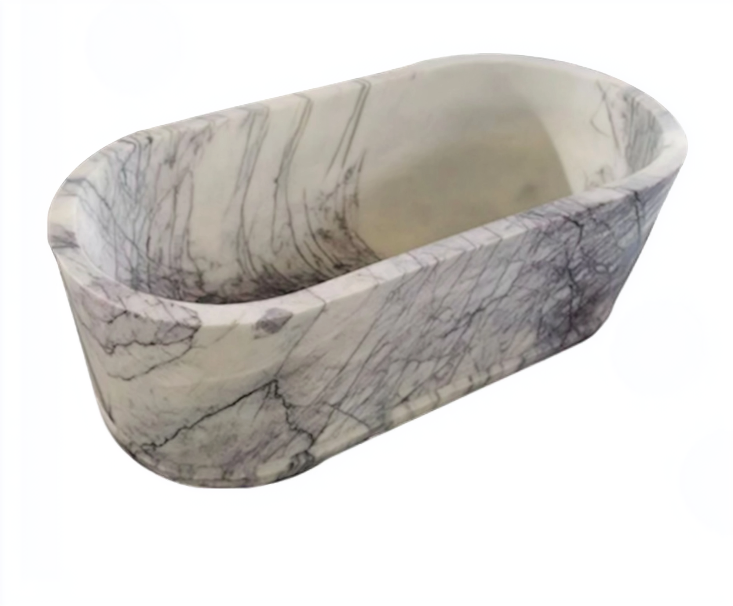 Marble-patterned stone basin on a white background