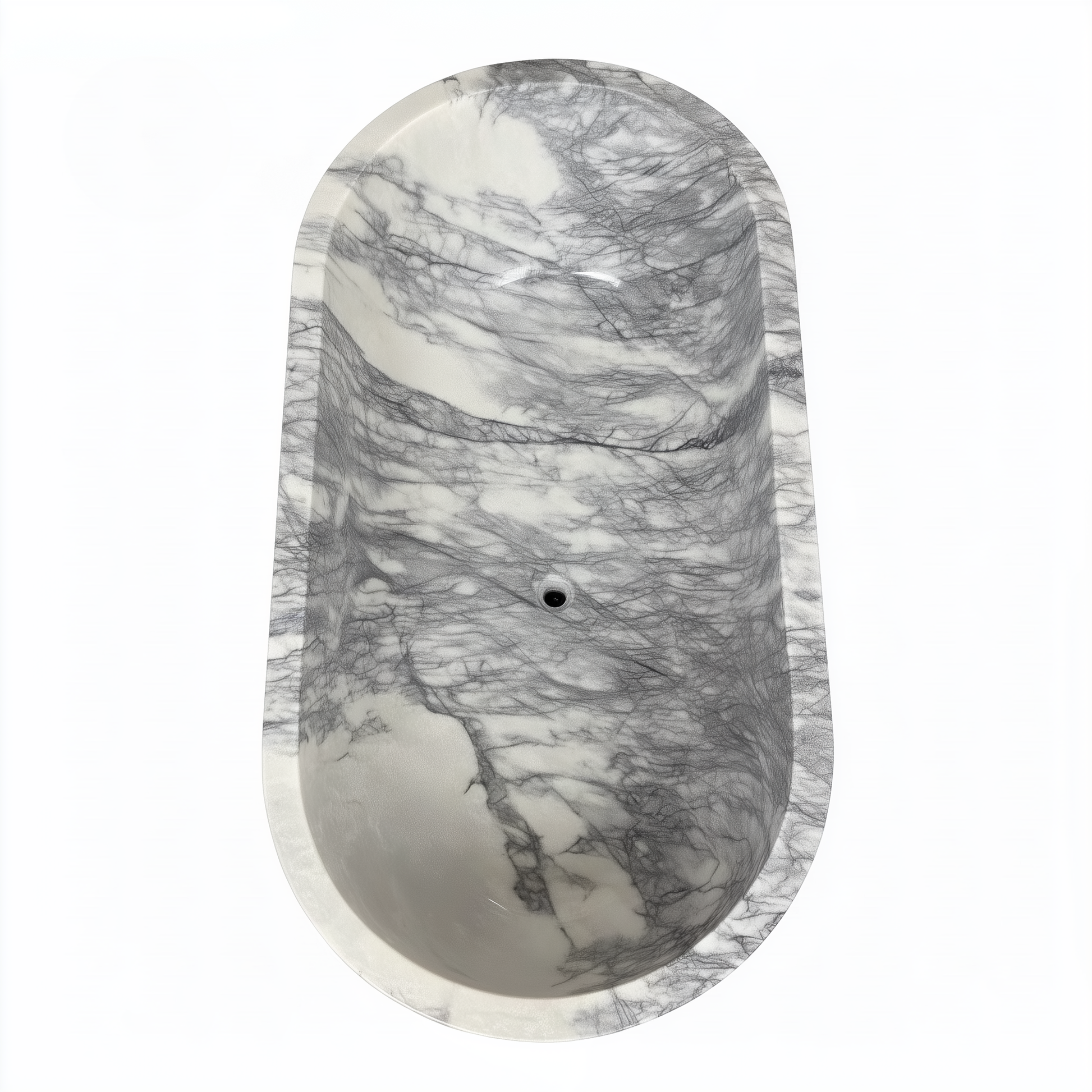 Marble-patterned oval object on a white background
