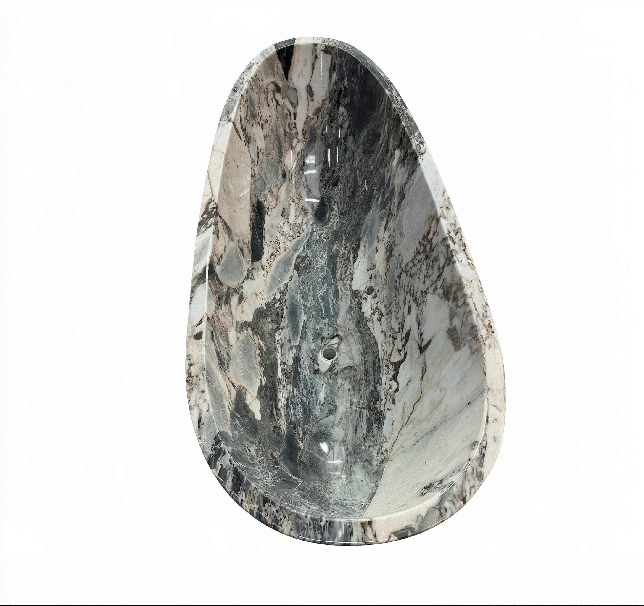 Marble-patterned stone on a white background