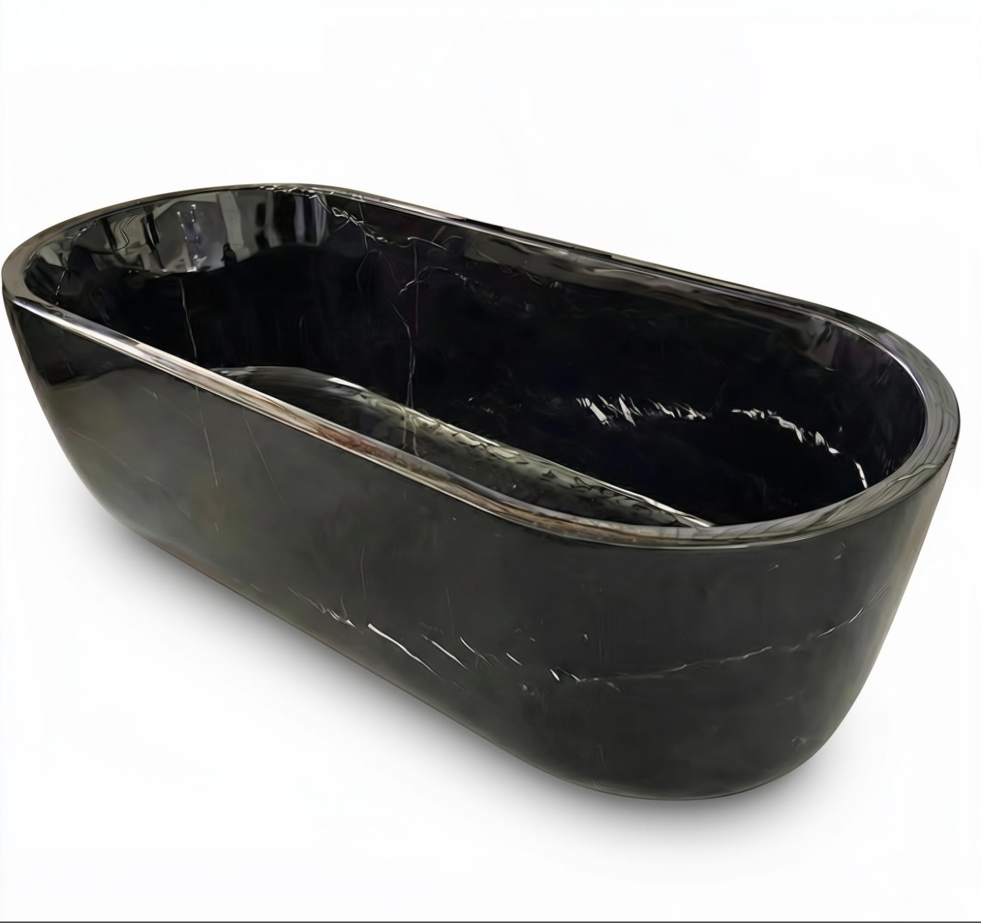 Nero Marquina black marble freestanding bath