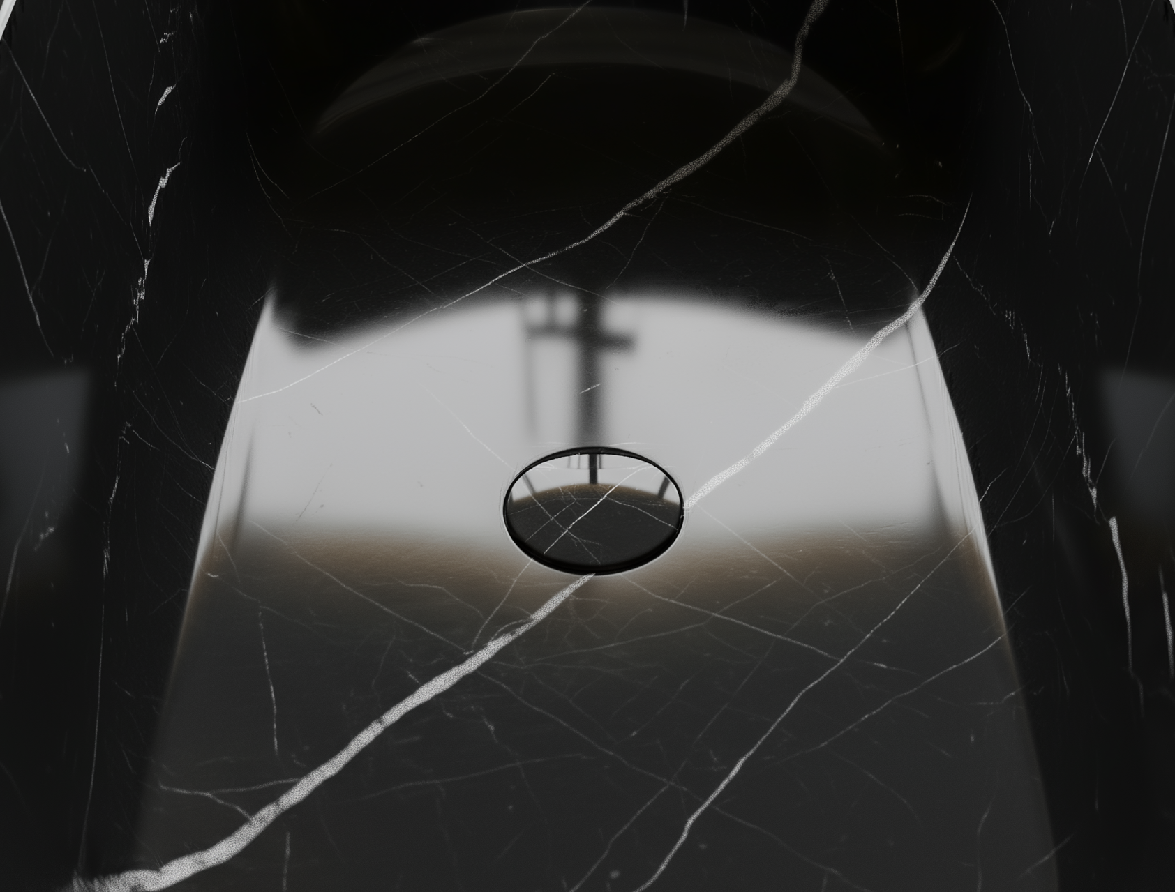 Plug hole of Nero Marquina black marble bathtub