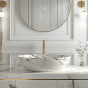 Panda White Marble Oval Basin