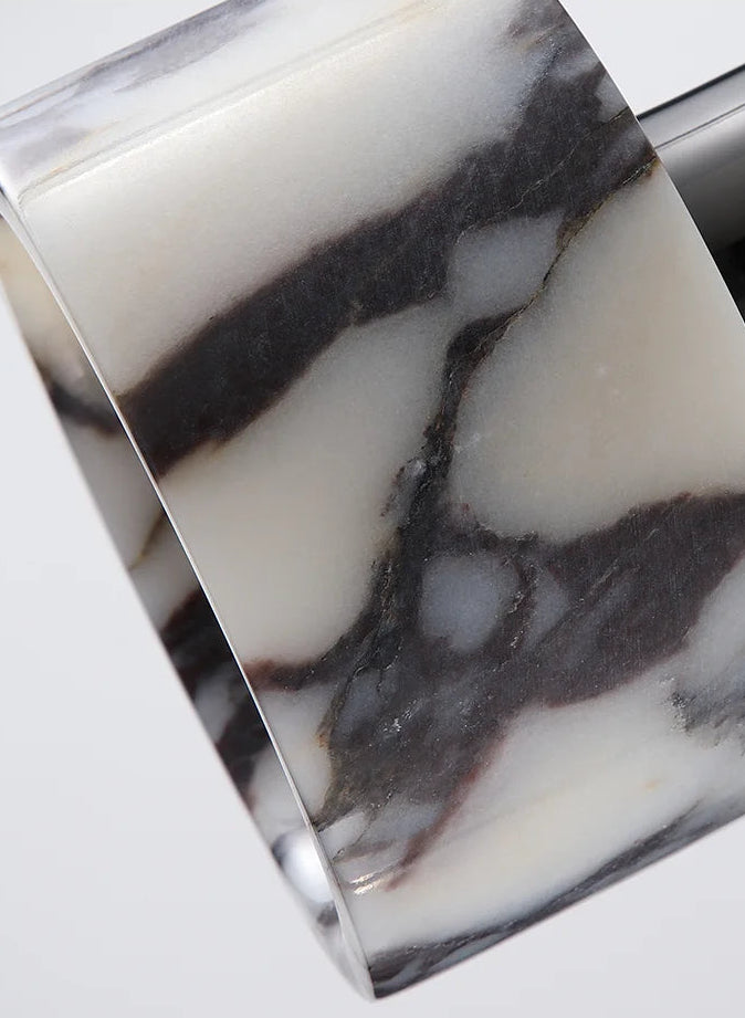 Marble-patterned soap on a white background
