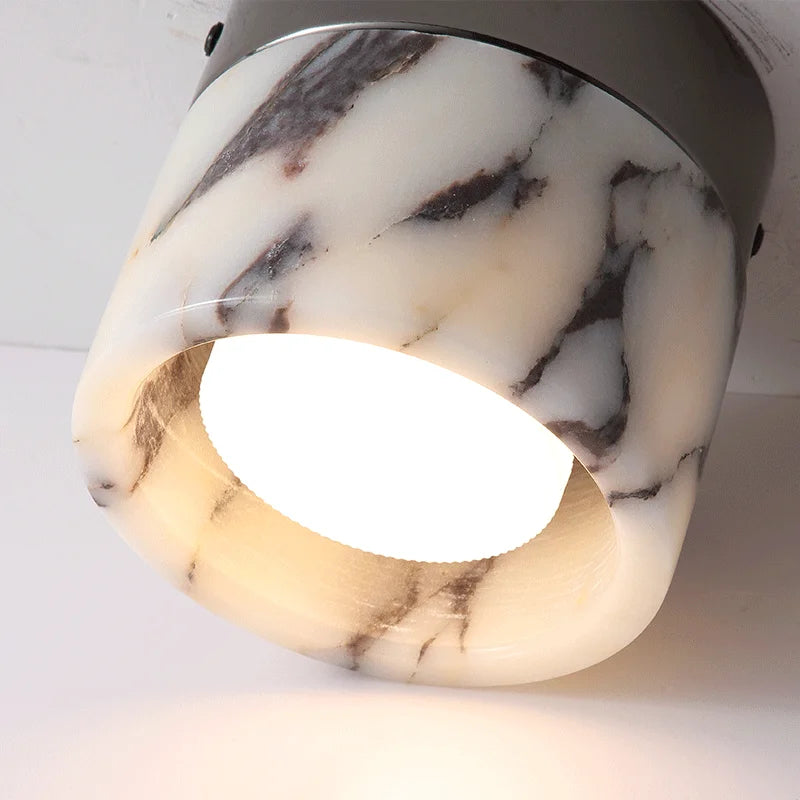 Marble-patterned light fixture on a white background