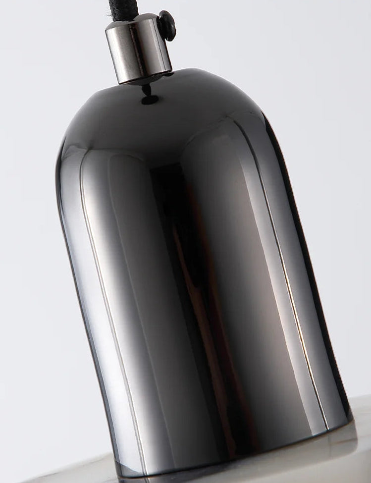 Chrome lampshade on a white background