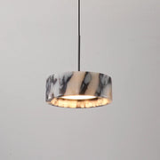 Marble-patterned pendant light on a gray background