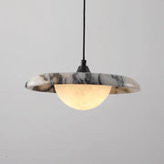 Marble-patterned pendant light on a gray background