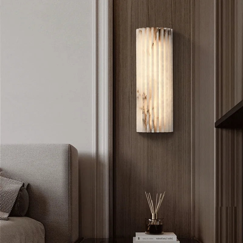 Ribbed Marble Column Wall Light