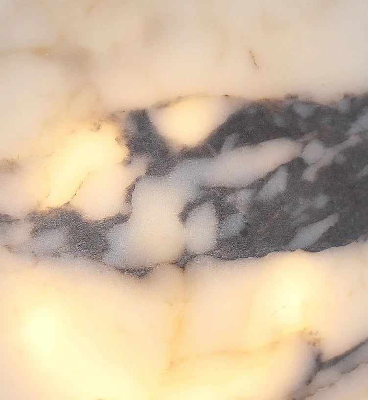 Close-up of a marble surface with black and white patterns