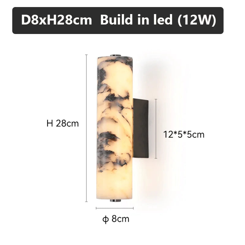 Wall-mounted light fixture with dimensions and LED information on a white background