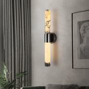 Linea marble wall light vertical natural stone wall sconce with warm ambient glow