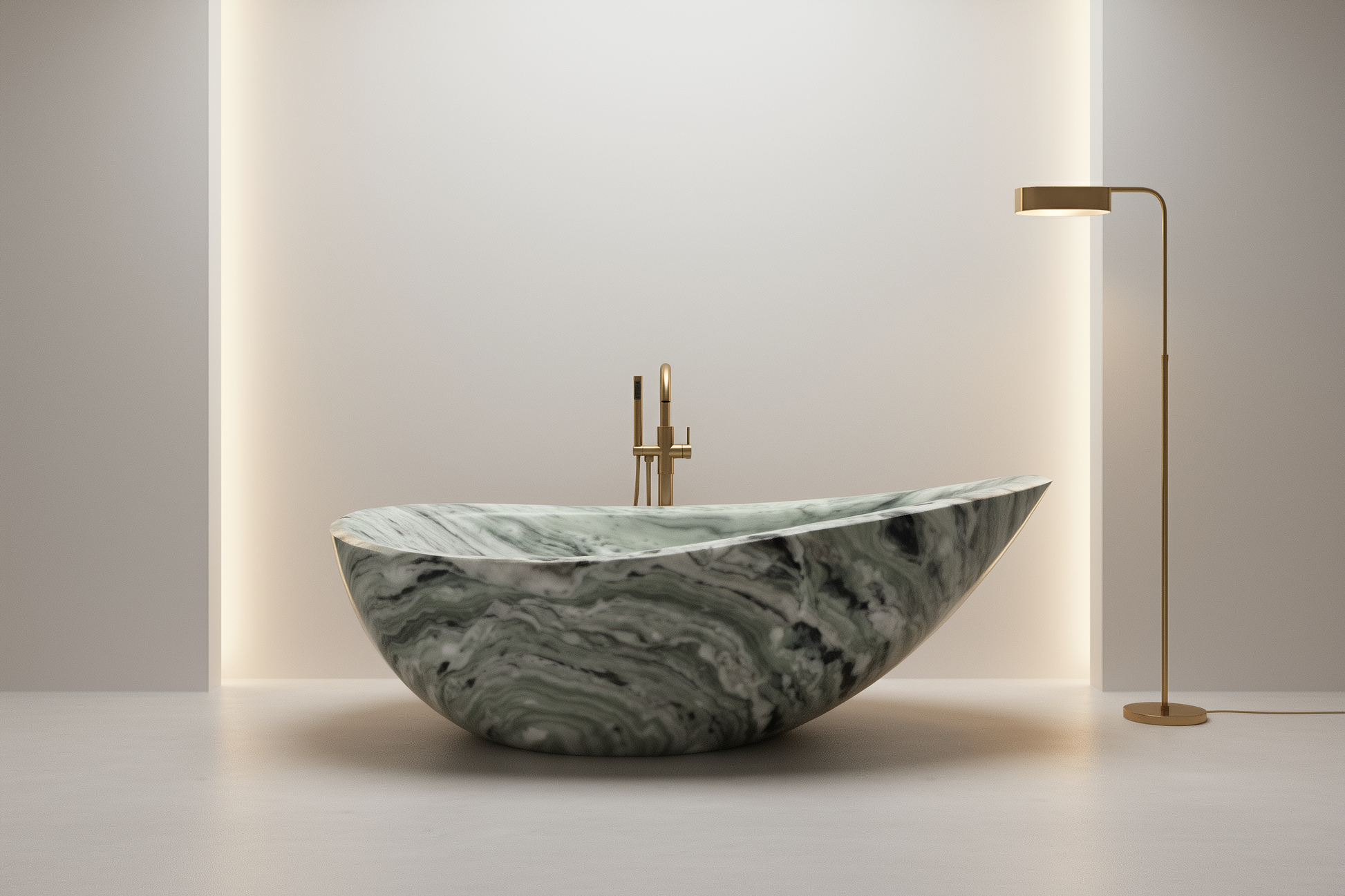 Shangrila green marble freestanding bath carved from natural dark green marble
