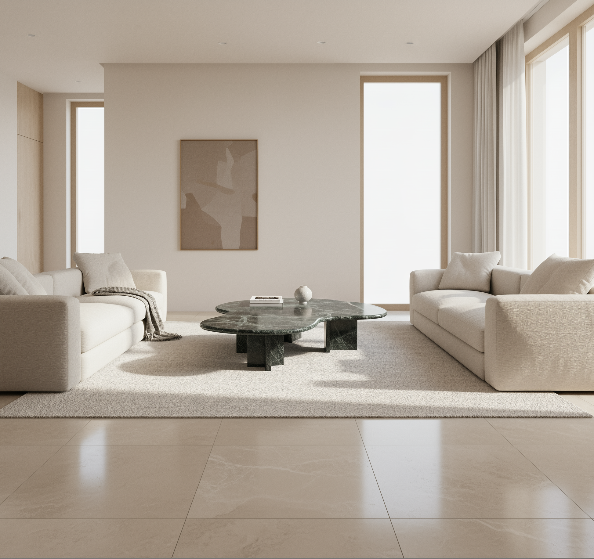 Verde Saint Denis marble coffee table with natural veining detail