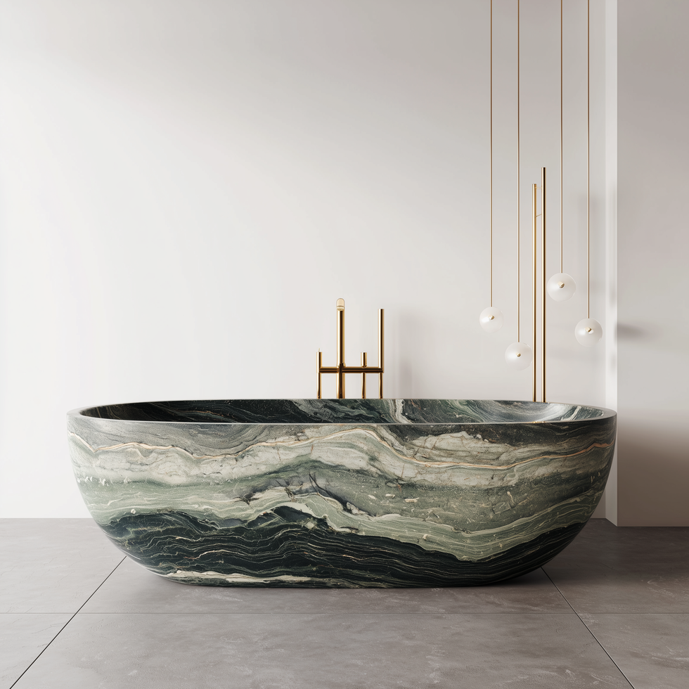 Verde Victoria Marble Oval Bathtub – Luxury Freestanding Handcrafted ...
