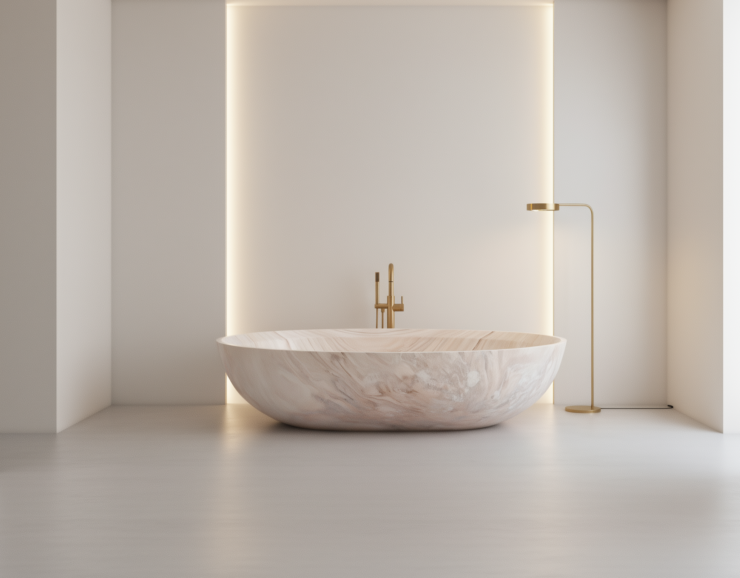 Palissandro Pink marble freestanding bath carved from natural blush marble