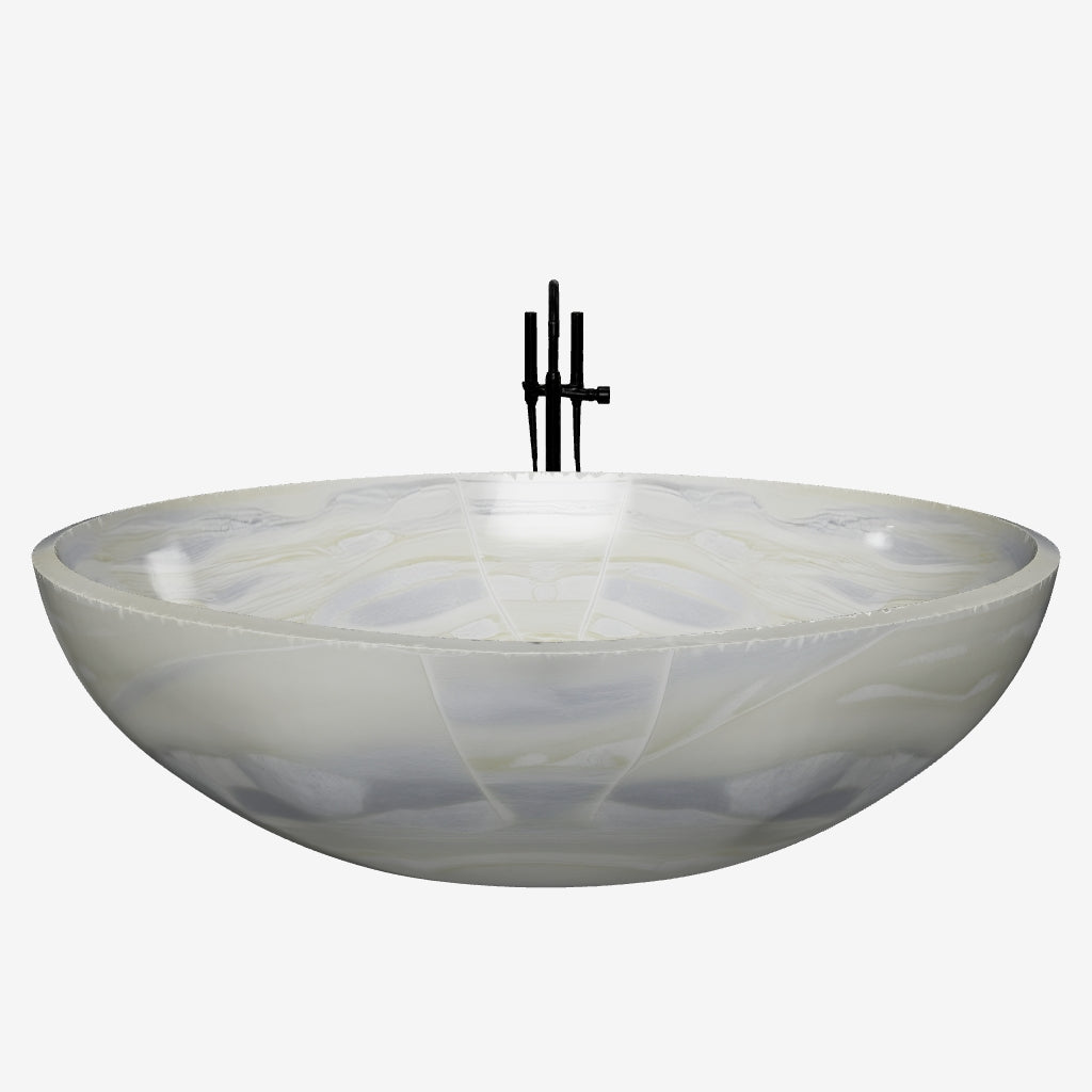 3D Model Jade Green marble freestanding bathtub.